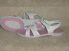 Girls Lands End Leather Sandals White Youth