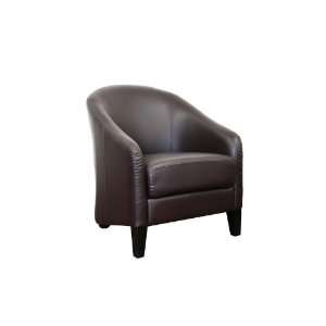  Priscilla Brown Leather Modern Club Chair