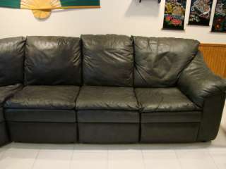   Genuine Leather Sectional Sofa Dark Gun Metal Gray End Reclining Couch