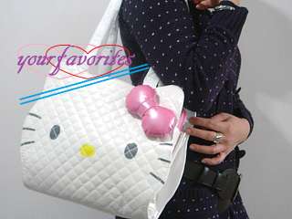Hello Kitty white leather like BIG tote bag handbag  