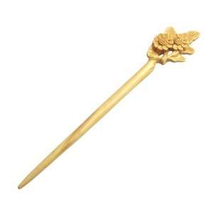   Handmade Boxwood Carved Hair Stick Camellias 7.2 inches Beauty