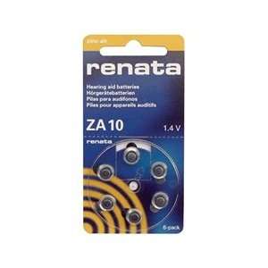   Renata #10 Zinc Air Activated Hearing Aid Battery 6 Pack Electronics