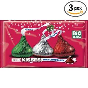 Hersheys Holiday Kisses, Milk Chocolate (Red, Green and Silver Foils 