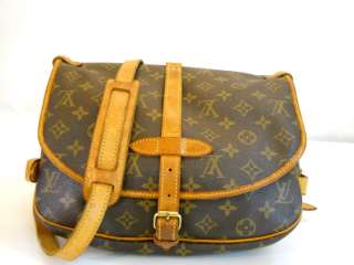 USED Louis Vuitton Monogram Saumur Shoulder bag Authentic Free 