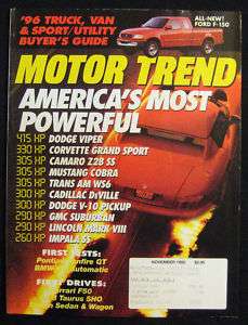 MOTOR TREND Magazine November 1995 BMW M3 Luxury  