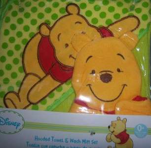   THE POOH HOODED TOWEL WITH WASH MITT, Baby Shower, Diaper Cake  