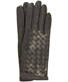 All Gloves dark brown basketwoven leather gloves   