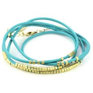 Marcia Moran Turquoise And Beads Wrapped Leather Bracelet, 35.75 