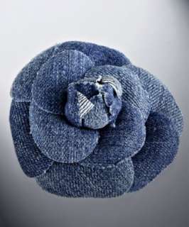 Chanel blue denim small camellia brooch  