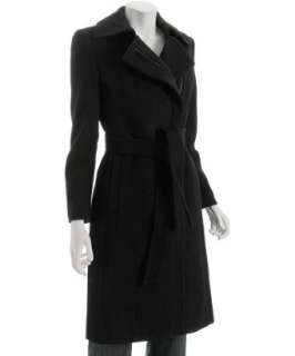 Cole Haan black wool alpaca asymmetrical zip coat   
