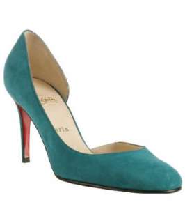 Christian Louboutin teal suede Merry Go Round dorsay pumps 