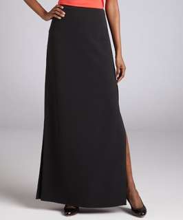 Elie Tahari black crepe Meghan side slit maxi skirt