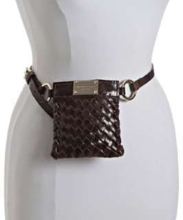 Michael Kors chocolate leather Vienna braided belt bag   up 