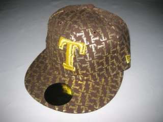 New Era Texas Rangers Brown Gold Foil Fitted Hat sz 7  