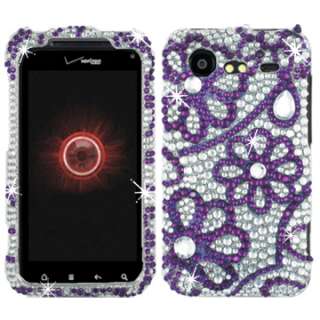   CASE COVER HTC INCREDIBLE 2 SILVER PURPLE FLOWER 6350 FACEPLATE  