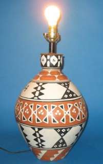 Huge Vintage 18.5 Acoma Pottery Vase as Lamp c. 1950  