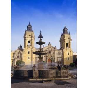  Fountain in Front of the Cathedral in Lima, Peru, South 