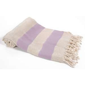  Linen Turkish Towel Pestemal With Lilac Stripes 