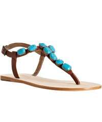   turquoise stone Jewel thong flat sandals  