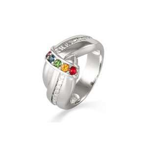   Custom Birthstone Sterling Silver Mothers Love Knot Ring Jewelry