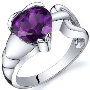 Love Knot Style 1.75 carats Amethyst Ring in Sterling Silver Rhodium 