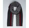 gucci grey and charcoal cashmere blend double g scarf