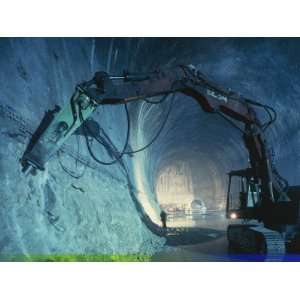  Machinery Perforating Rocks in a Tunnel, Gran Sasso D 