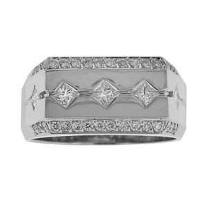  Bezel Set Five Stone Diamond Mens Ring is 18k White Gold 