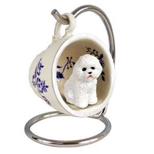  Bichon Frise Blue Tea Cup Dog Ornament