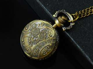 J028 Brass Vintage Pocket Watch Locket Pendant Necklace  
