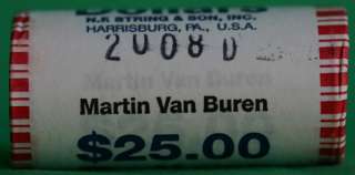   BU Martin Van Buren Presidential Dollar Coin Roll 8th String & Sons