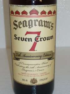   SEVEN 7 CROWN WHISKEY 75TH ANNIVERSARY EDITION 86.8 PROOF WHISKY RARE