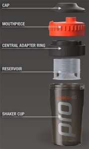 Shaker Pro 40 Blender Bottle protein and liquid stored separate 20oz 