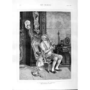   1876 SIMONETTI FINE ART OLD MAN READING LETTER PRINT