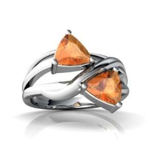  14K White Gold Trillion Fire Opal Ring Size 5 Jewelry