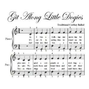   Dogies Easy Piano Sheet Music Traditionial American Folk Song Books