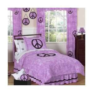  Peace Out Purple 4 Piece Twin Comforter Set   Teen Girls 