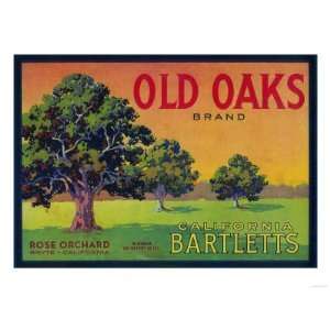  Old Oaks Pear Crate Label   Bryte, CA Premium Poster Print 