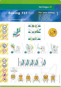 Safety Card   Aer Lingus   B737 500   1999 (S2574)  