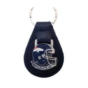 Denver Broncos Small Fine Leather/Pewter Key Ring   NFL Football Fan 