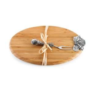  Mud Pie Shell Cluster Bamboo Board with Cocktail Fork, 10 