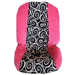     Black/White Swirl Bright Pink Minky Toddler Car Seat Cover: Baby