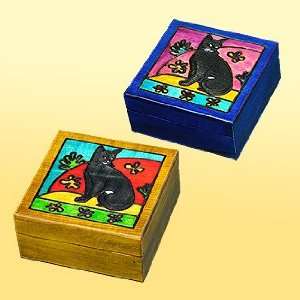    Matisse Black Cat Polish Wood Jewelry Keepsake Box