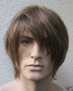 2010 Mens brown short synthetical hair wig + weaving