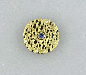   SEPKUS CIRCLE 18K GOLD STERLING SILVER DIAMOND SAPPHIRE PENDANT  