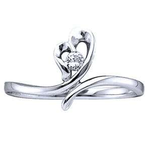    1/10 Carat Diamond 14k White Gold Heart Promise Ring Jewelry