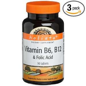  Holista Vitamin B6, B12 & Folic Acid, 90 Count Bottle 