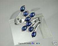 Blue Feather  Sri Lanka Sapphires+Diamonds design ring  
