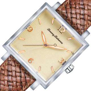 Mens TOMMY BAHAMA Swiss Square Watch Brown Band  