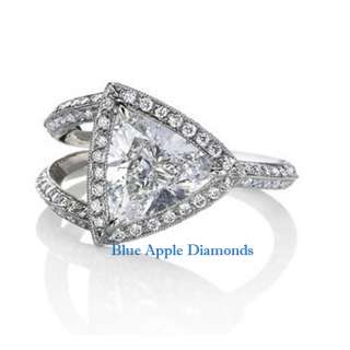27Ct Trillion Split Shank Diamond Engagement Ring 18k  